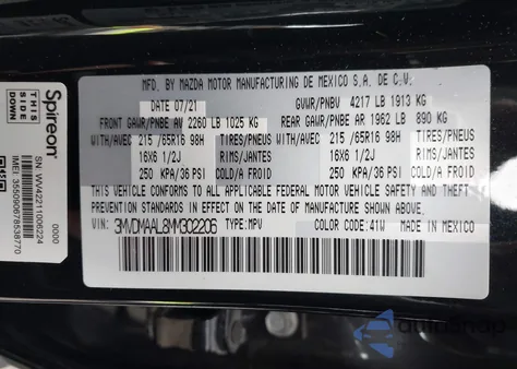 2021 Mazda Cx-30 2.5 S from USA, damaged, VIN 3MVDMAAL8MM302206